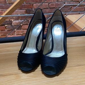 Adrianna Papell classic black satin heels
